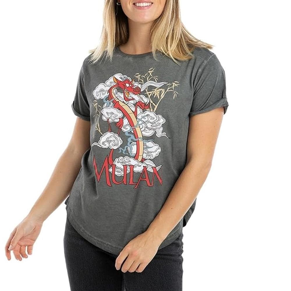 T-Shirt Gris Femme Disney Mulan Mushu Fashion 1