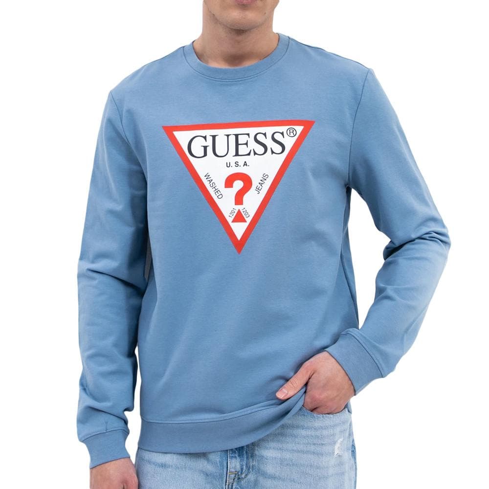 Sweat Bleu Homme Guess Triangle Logo 1