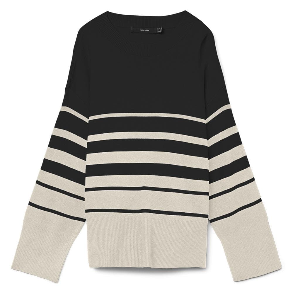 Pull Beige/Noir à rayures Femme Vero Moda Saba Stripe 1