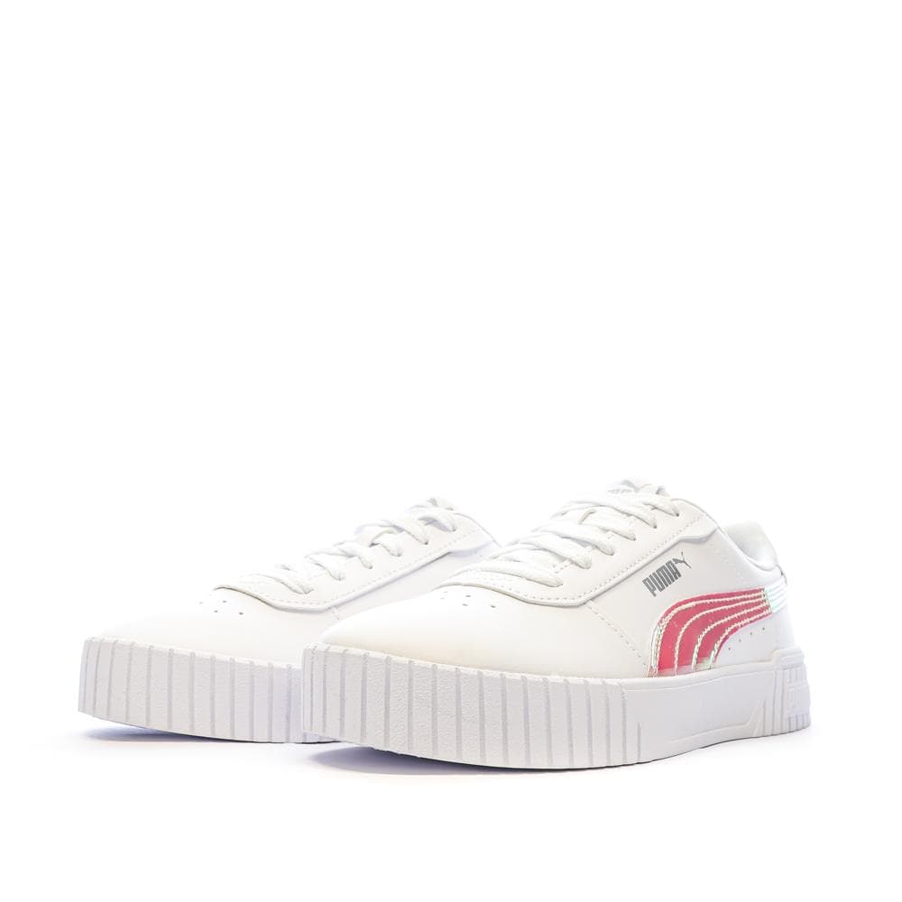 Baskets Blanches/Rose Brillant Fille Puma Carina 2.0 6