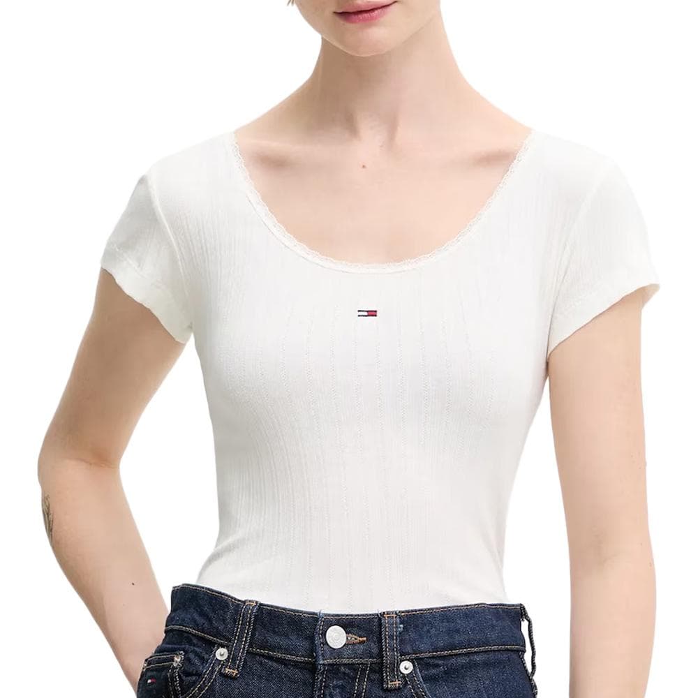 T-Shirt Blanc Femme Tommy Hilfiger DW0DW21570 1