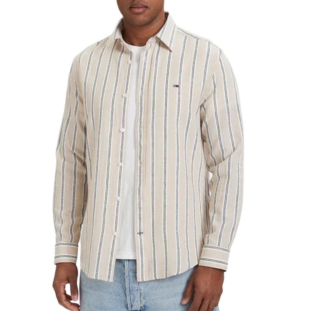 Chemise Beige/Blanc Homme Tommy Hilfiger Tjm Reg Linen 1