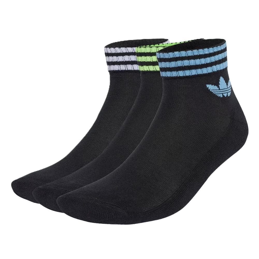 x3 Paires de chaussettes Noires Homme Adidas 3 Stripes Ankle 1