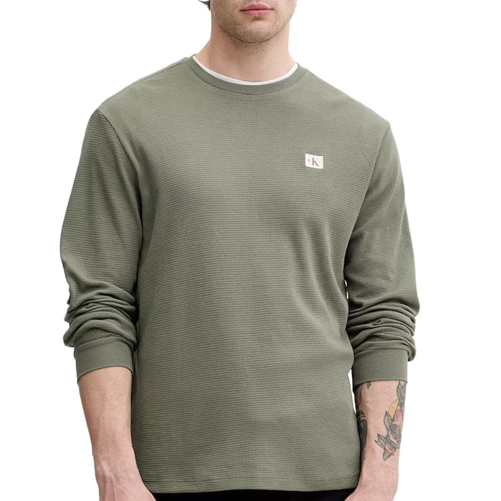 Sweat Vert Homme Calvin Klein Jeans Waffle Badges 1