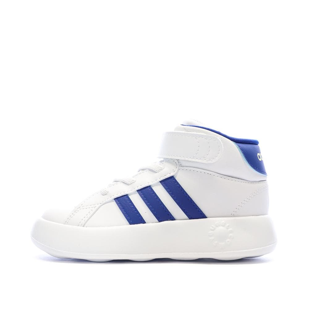 Baskets Blanches/Bleu Garçon Adidas Grand Court Mid 1