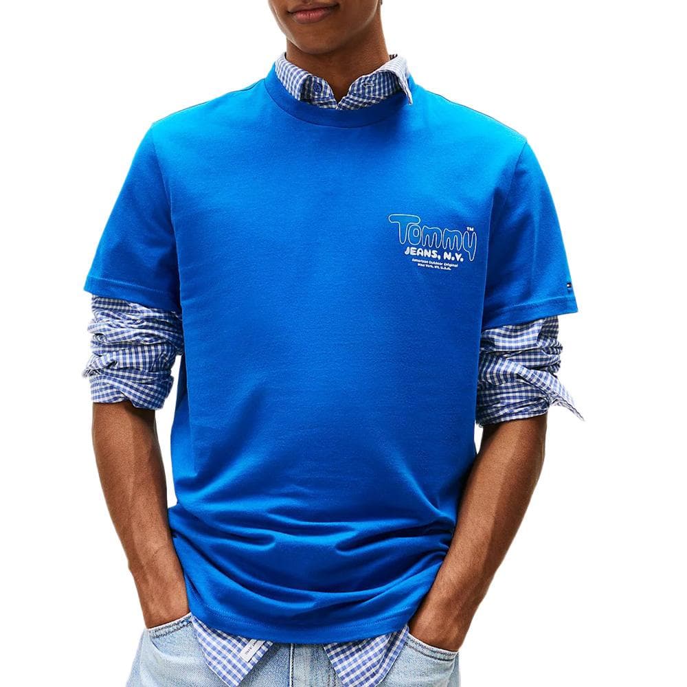 T-shirt Bleu Homme Tommy Hilfiger Tjm Slim Font Play 1