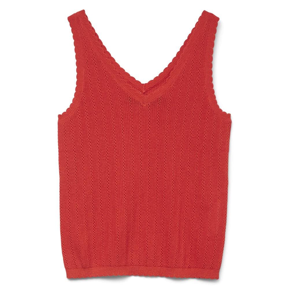 T-Shirt Rouge Femme Vero Moda Pointelle 3