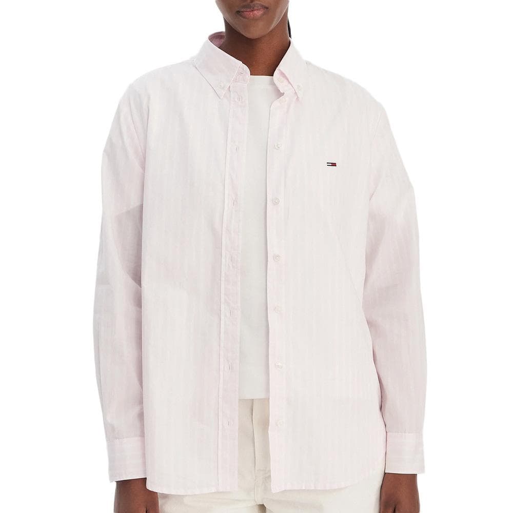 Chemise Rose à Rayures Femme Tommy Hilfiger Poplin 1