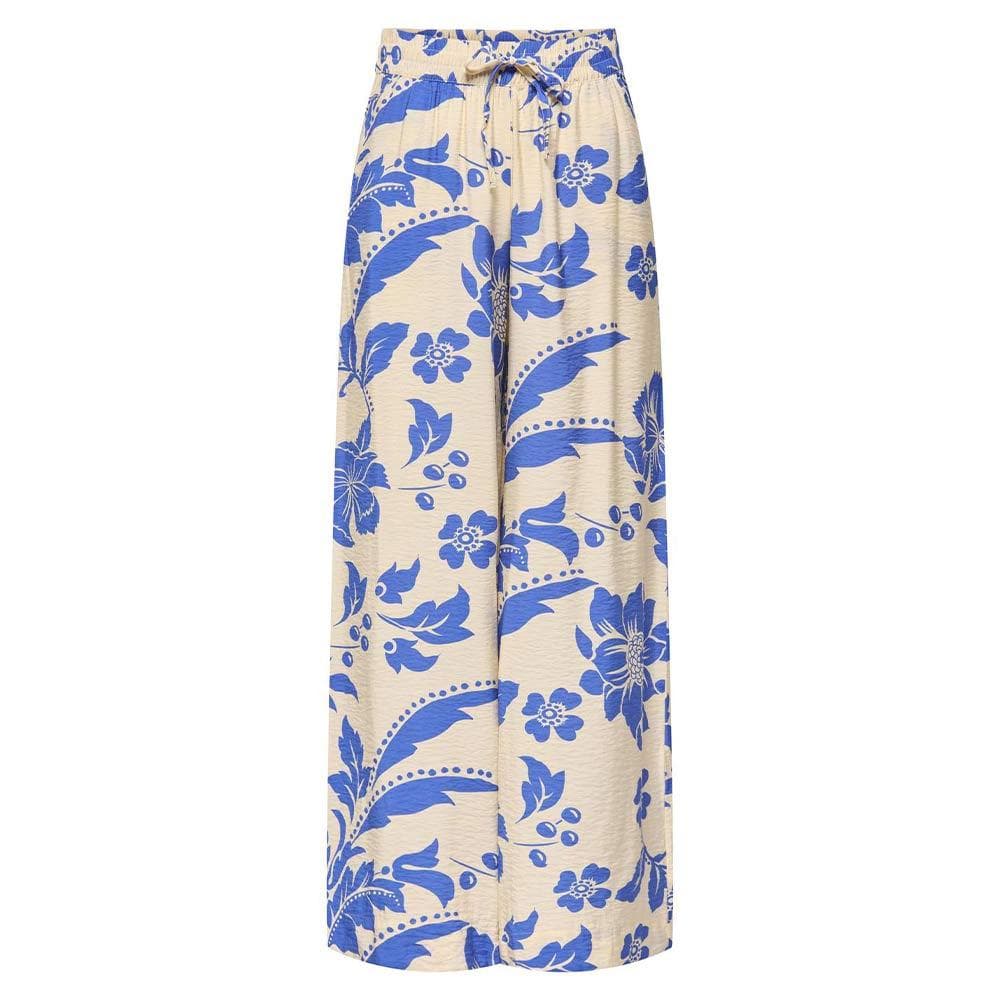 Pantalon fluide Imprimé Beige/Bleu Femme JDY Life Palazzo 1