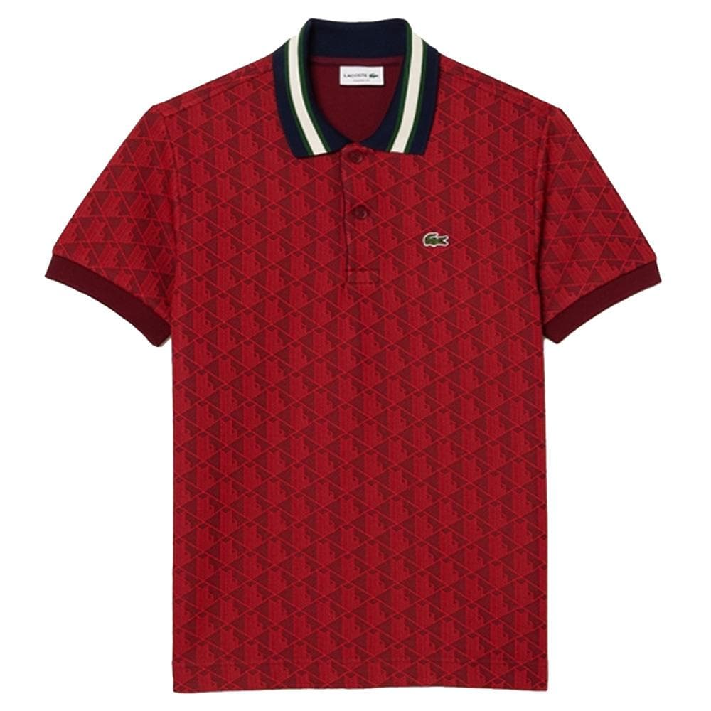 Polo Rouge Homme Lacoste Classic Monogram Jacquard 2