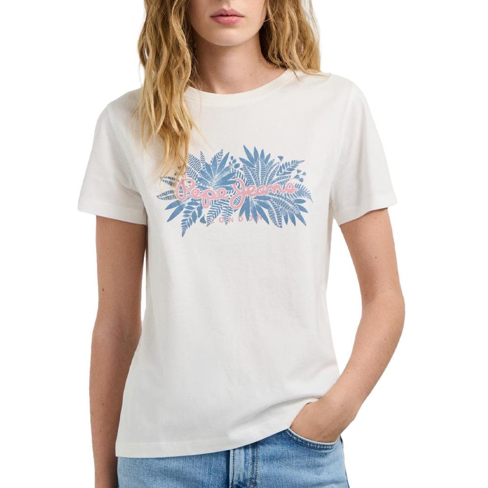 T-Shirt Blanc/Bleu Femme Pepe jeans Cristina 1