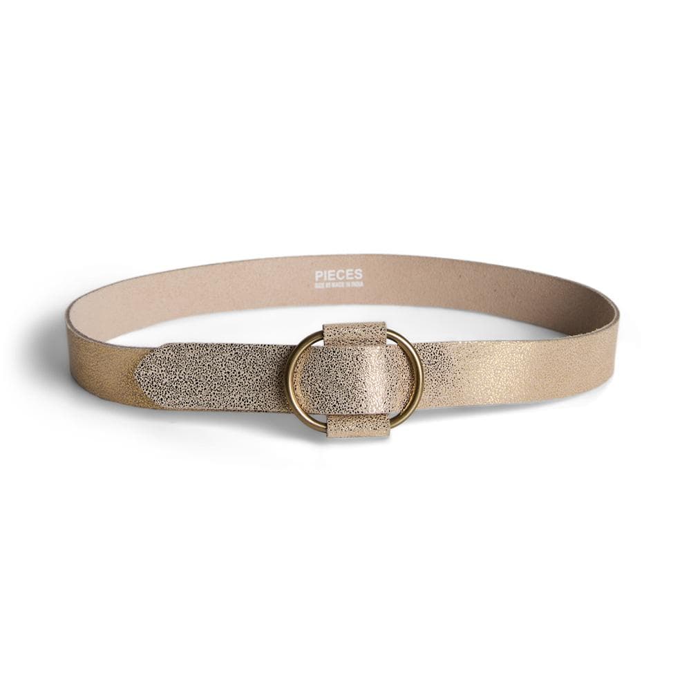 Ceinture Beige/Doré Femme Pieces Leather 1