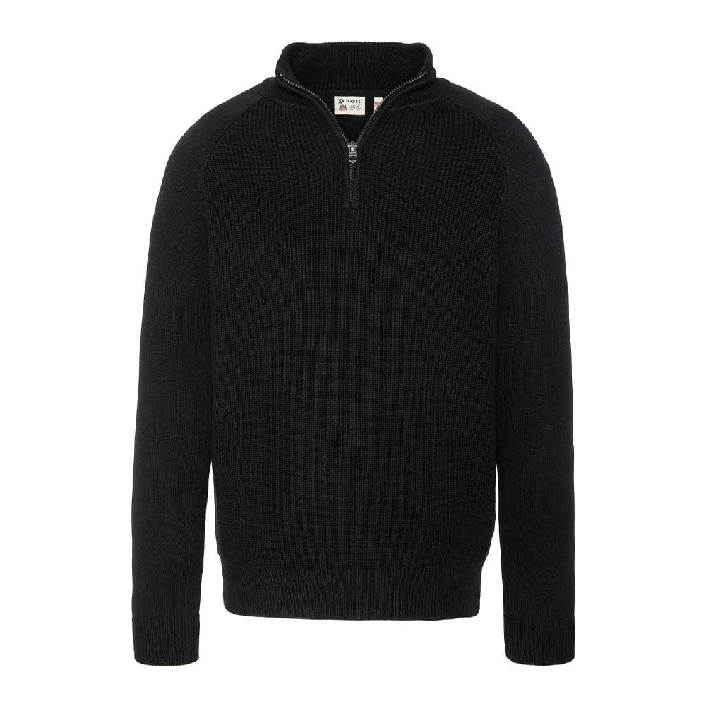 Pull 1/4 zip Noir Homme Schott Plali 1