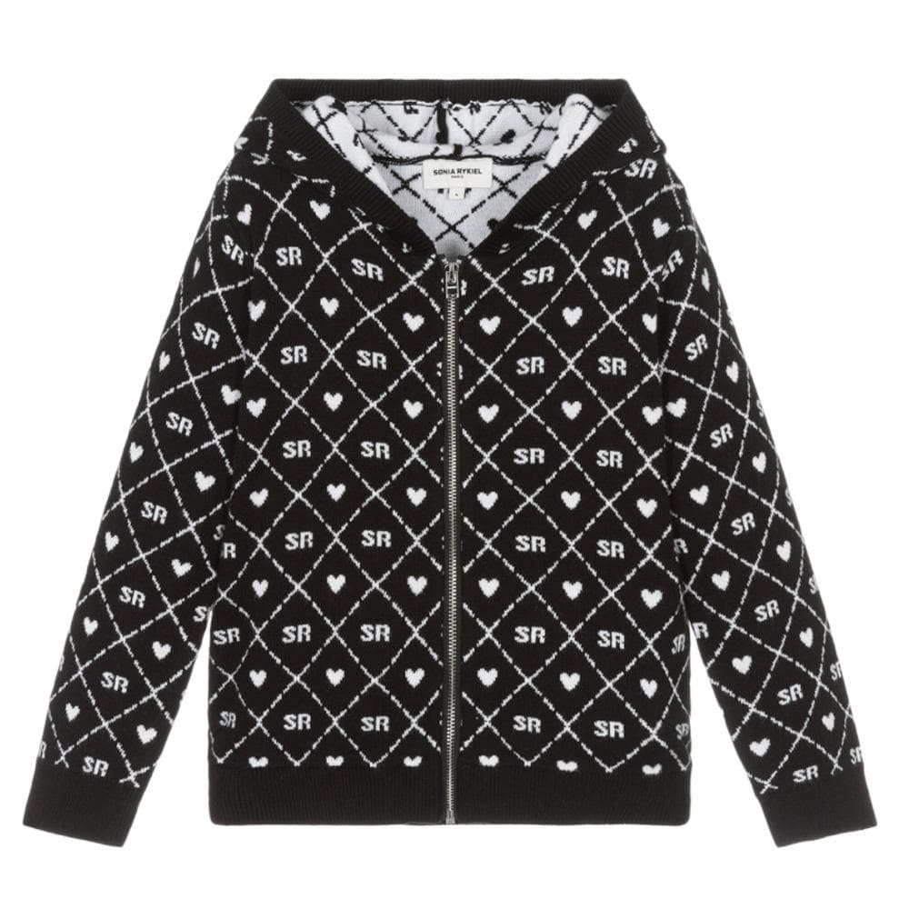 Sweat Zippé Noir/Blanc Fille A15032 1