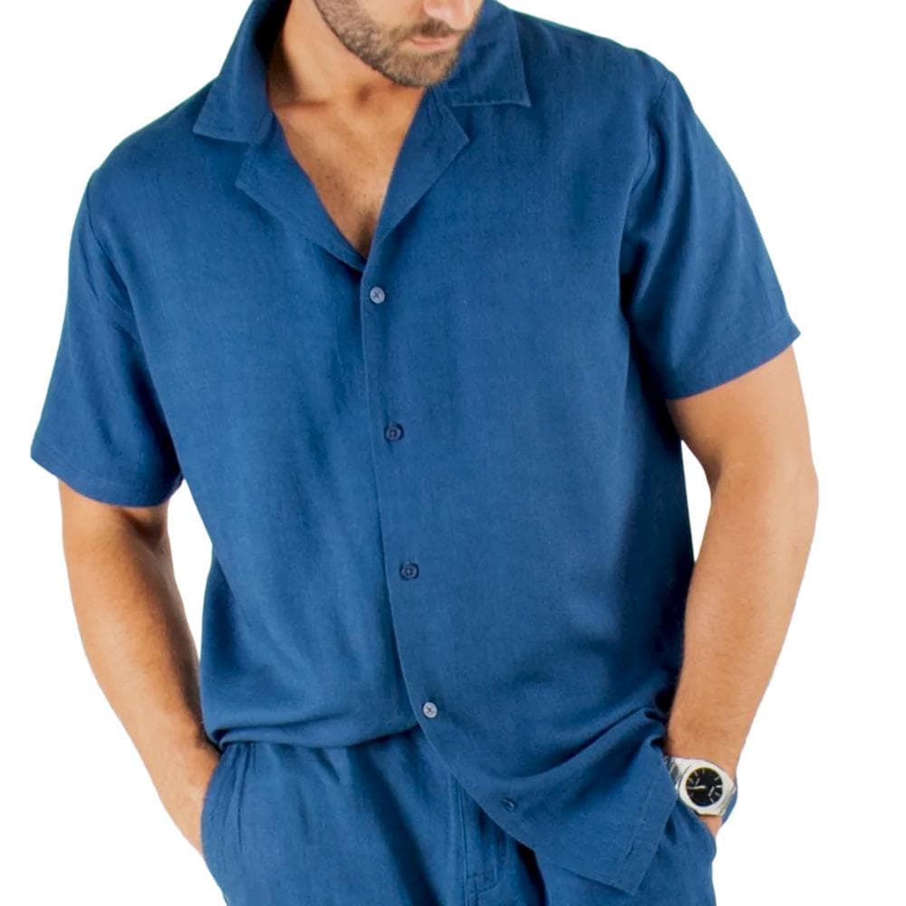 Chemise Marine Homme Paname Brothers Lin Ficelle 1