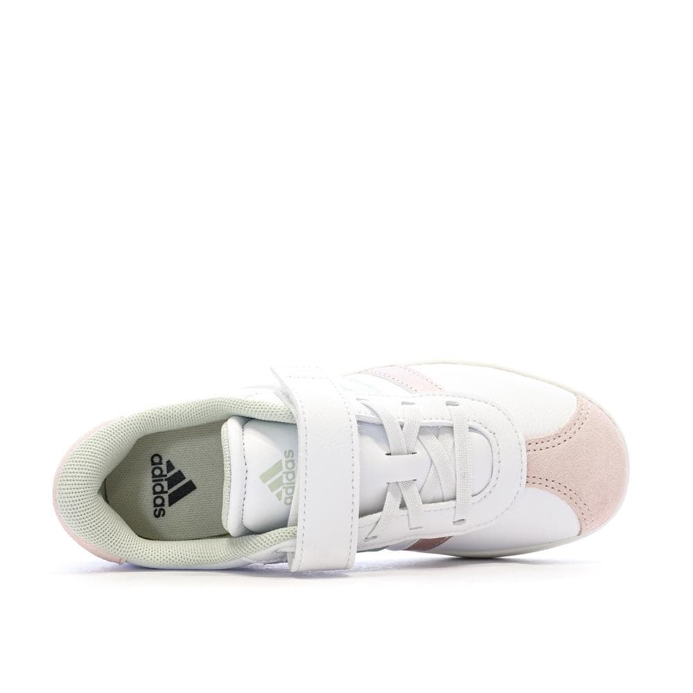 Baskets Blanches/Roses Fille Adidas Vl Court 4