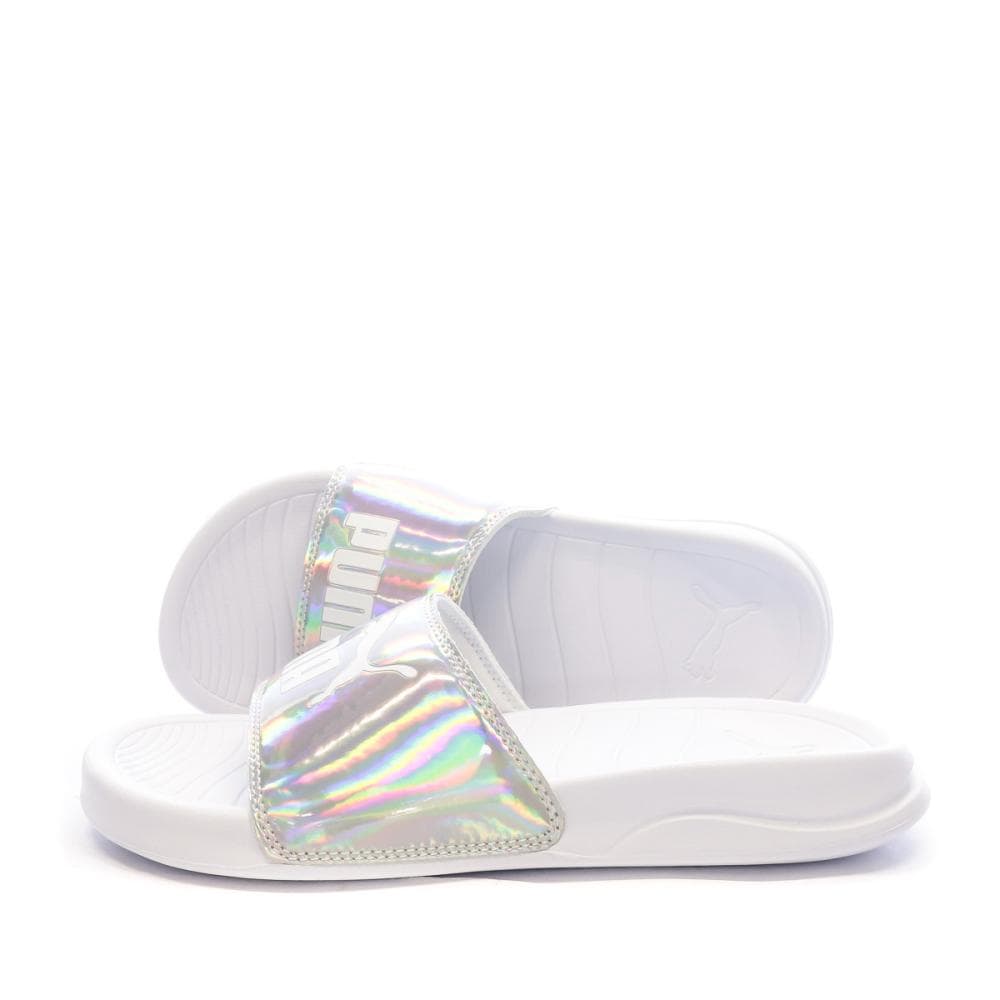 Claquettes Blanche/Argenté Femme Puma Popcat 20 Irridescent 1