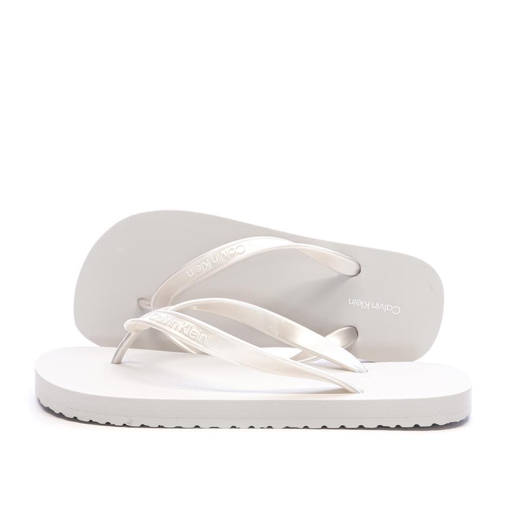 Tongs Grise Femme Calvin Klein Jeans Flip Flop Tpu Metall 1