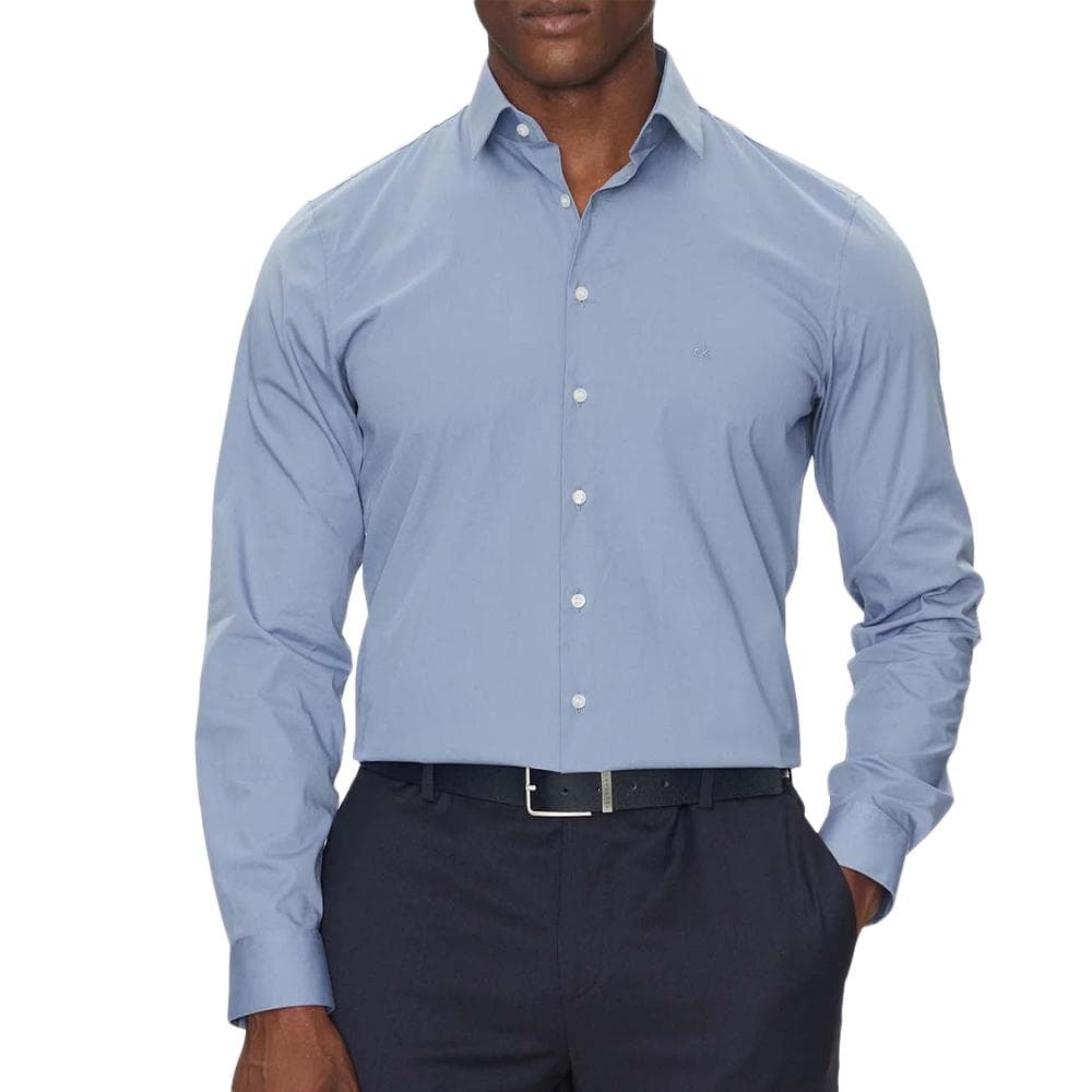 Chemise Bleu Homme Calvin Klein Jeans Poplin Stretch Slim 1