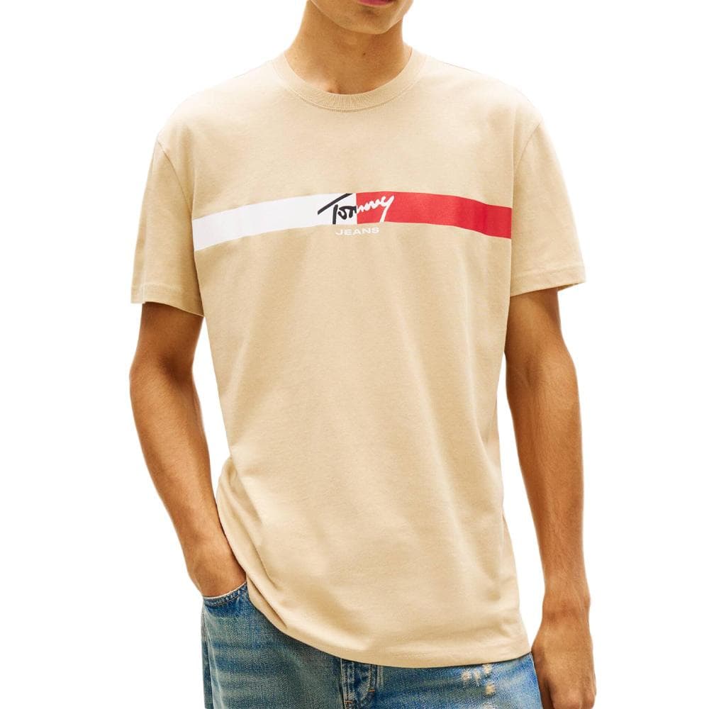 T-Shirt Beige Homme Tommy Hilfiger Tjm Reg Signature 1