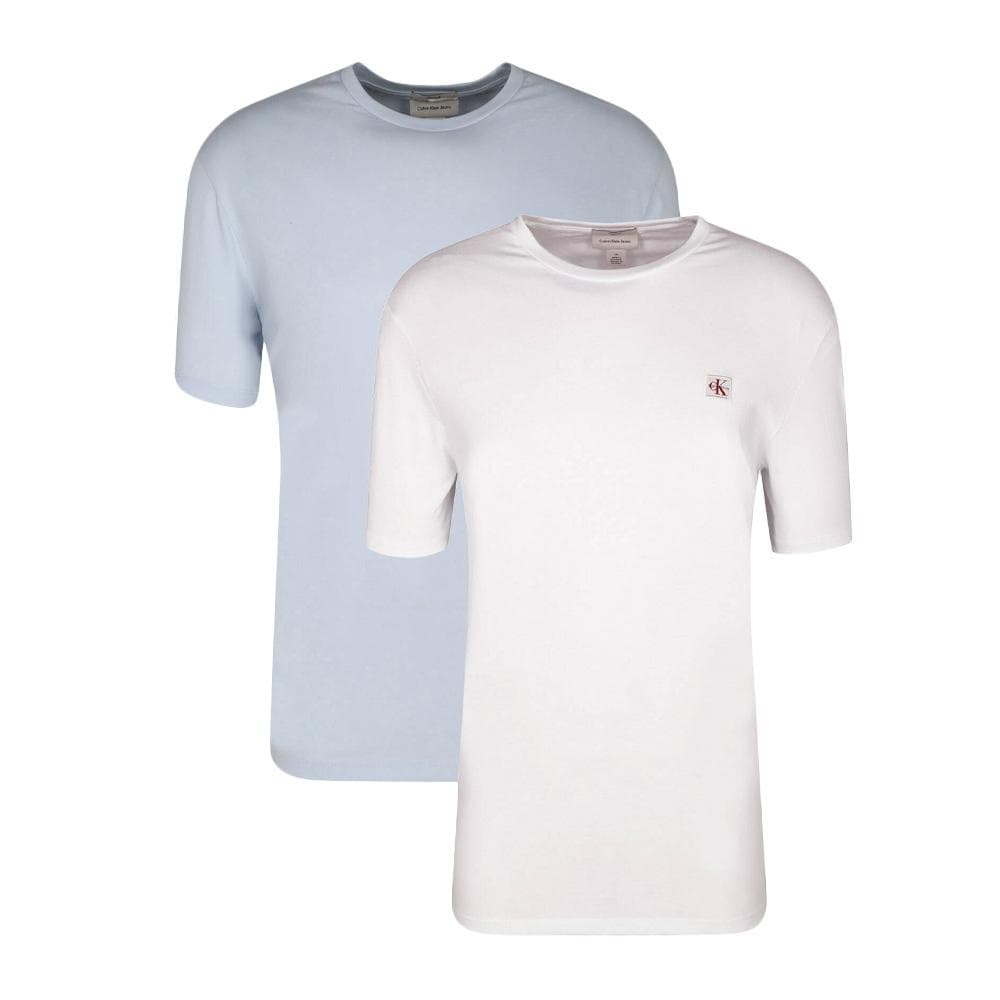 Lot de 2 T-shirts Blanc/Bleu Homme Calvin Klein Jeans Ss Badge 1