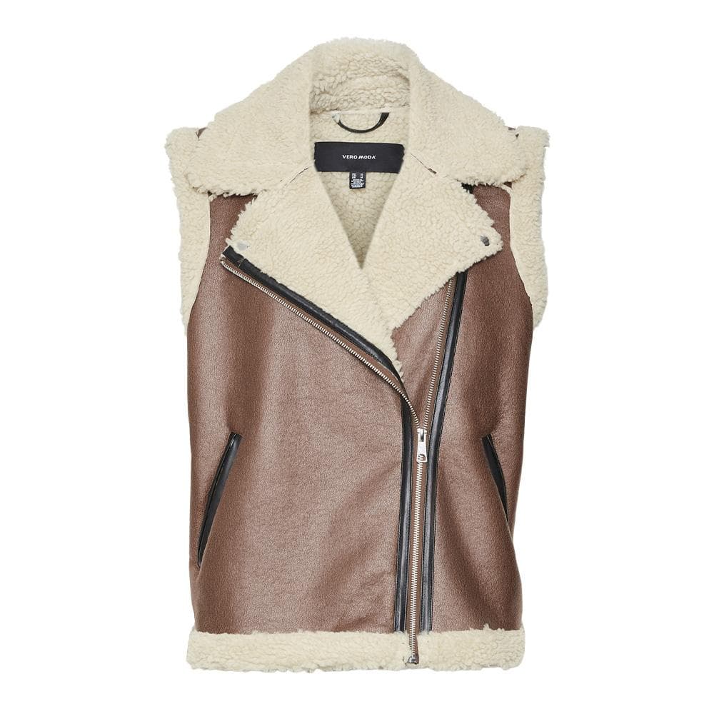 Veste Sans Manches Camel/Écru Femme Vero Moda Waistcoat 3