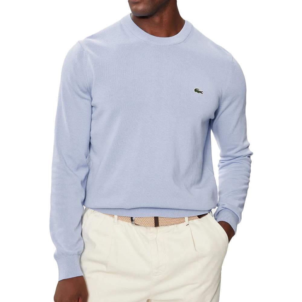 Pull Bleu Clair Homme Lacoste Organic Cotton Crew 1