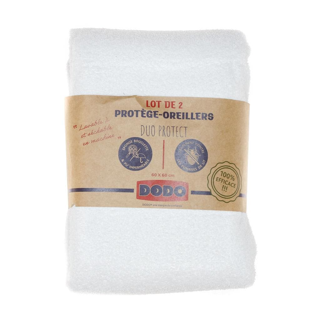Lot de 2 protège-Oreillers Impermeable Blanc Dodo Protect 1