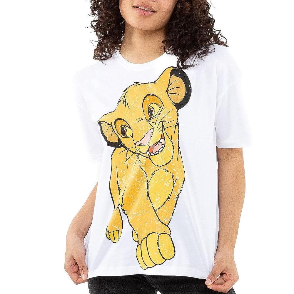 T-Shirt Blanc Femme Disney Simba Happy Shirt 1