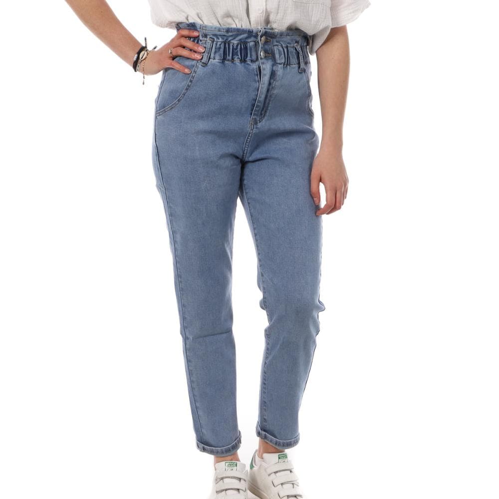 Jean Mom Fit Bleu Femme Monday Premium Elastique 1