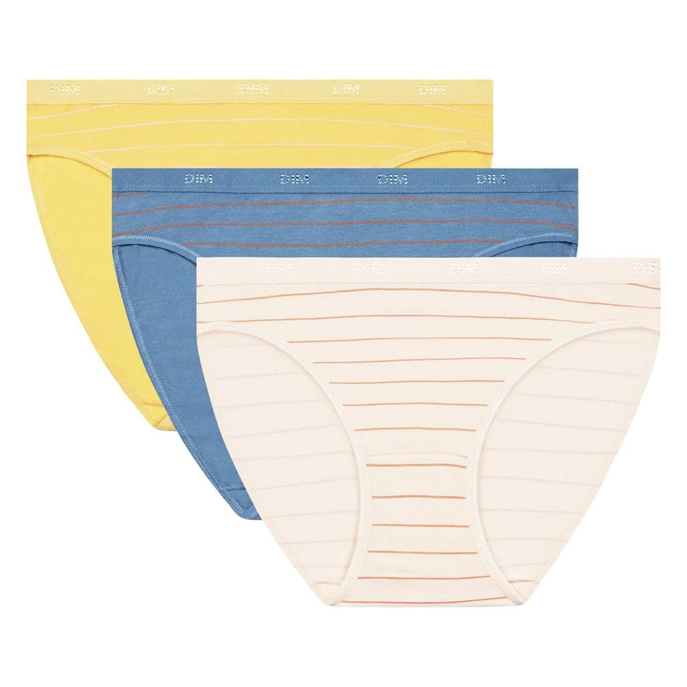 X3 Culottes Bleu/Jaune Femme Dim Les Pockets Coton 1