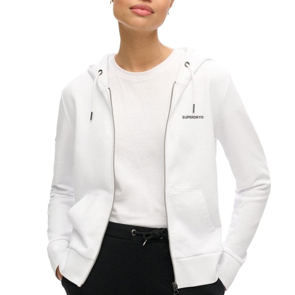 Sweat Blanc Femme Superdry Plain Zip Hood 1