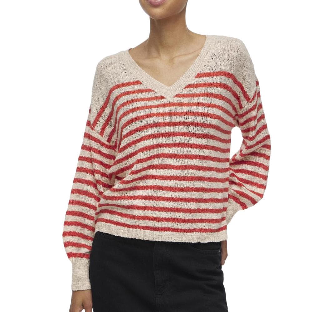 Pull Beige/Rouge Femme Vila Poca 1