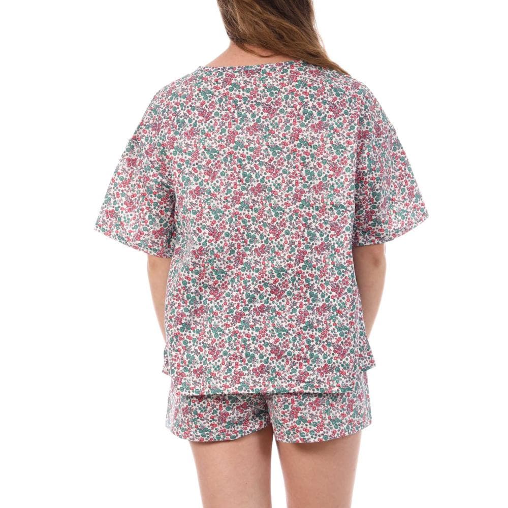 Pyjama Blanc/Rose/Turquoise Femme Lulu Castagnette Fleurs 2