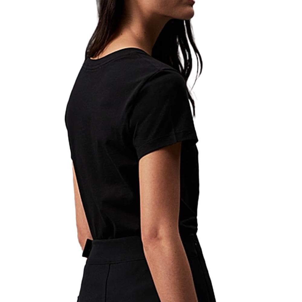 T-Shirt Noir Femme Calvin Klein Jeans Embroidery Slim 2