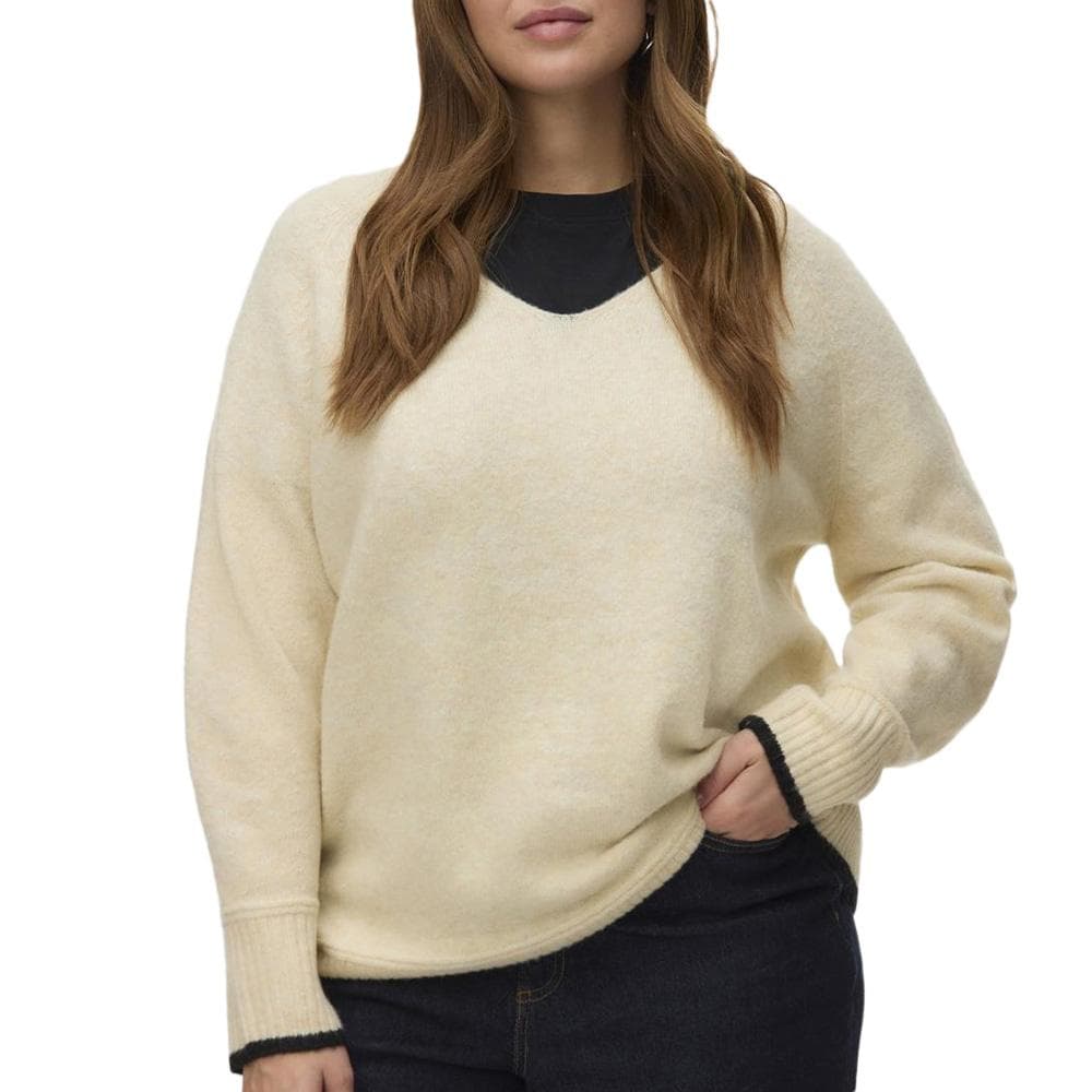 Pull Blanc/Beige Femme Vero Moda Curve Caquarius 1