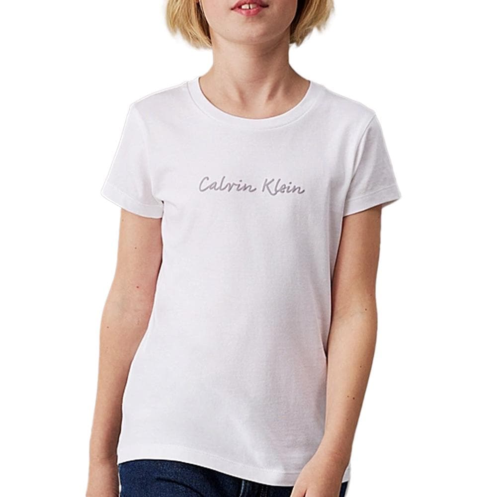 T-Shirt Blanc Fille Calvin Klein Jeans Script 1