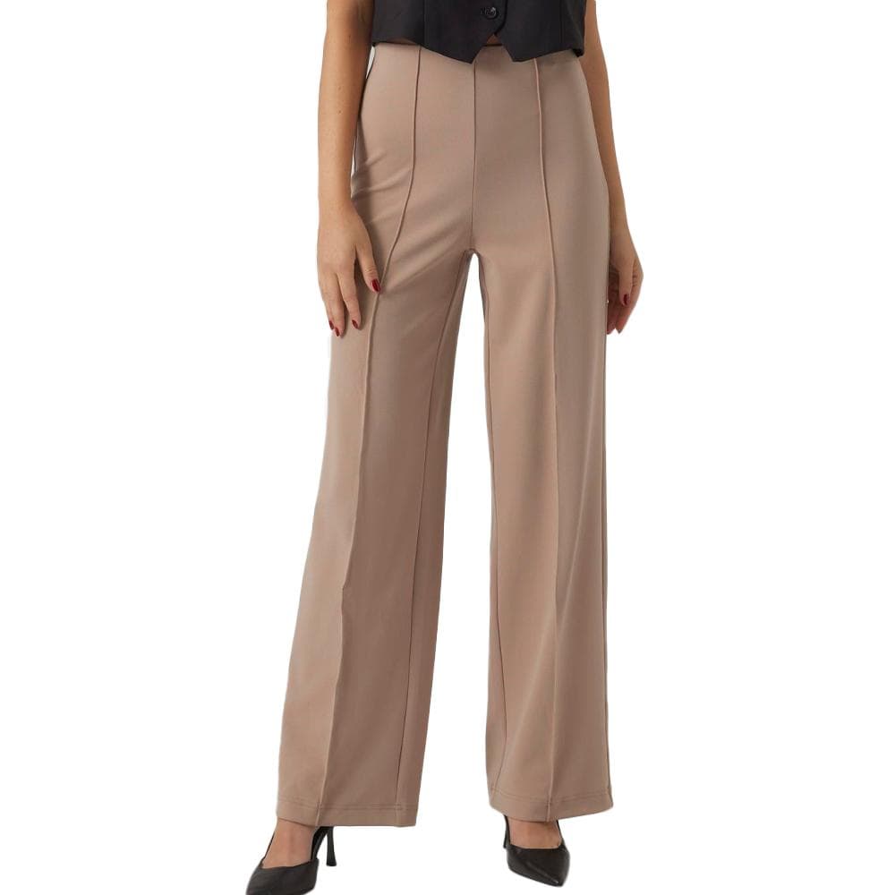 Pantalon Fluide Beige Femme VERO MODA Wide 1