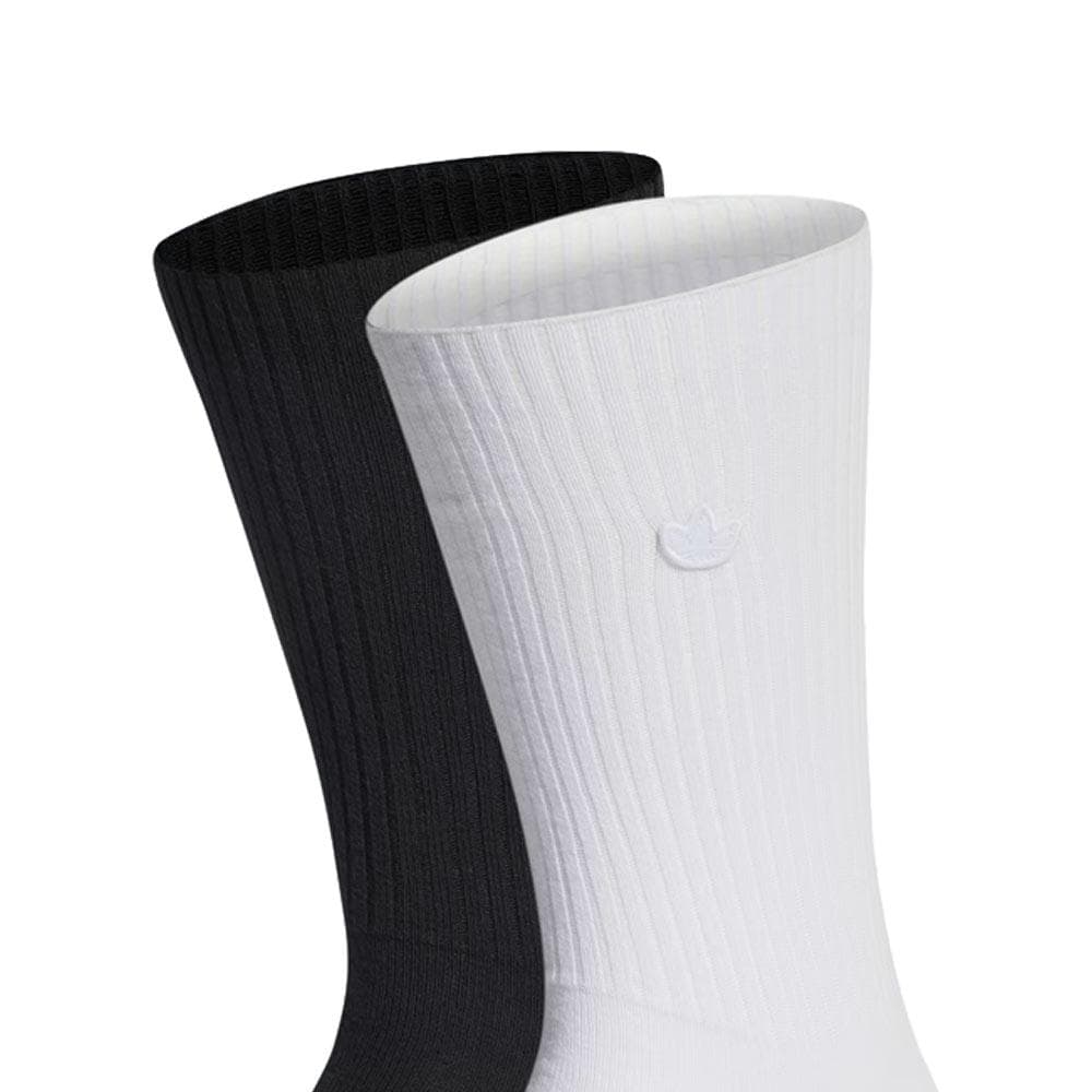 X2 Paires de chaussettes Blanches/Noires Homme Adidas Crew Sock 2