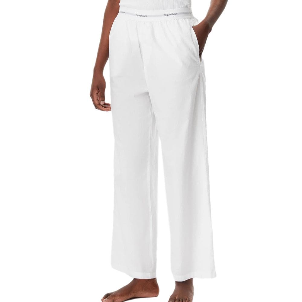 Pantalon de Nuit Blanc Femme Calvin Klein Jeans Logo Poplin 1
