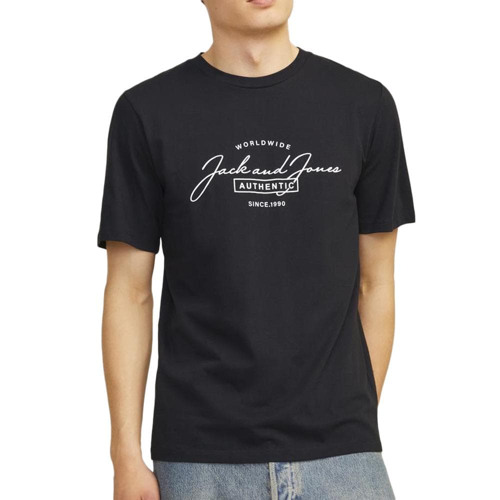 T-Shirt Noir/Blanc Homme Jack & Jones Neck 1