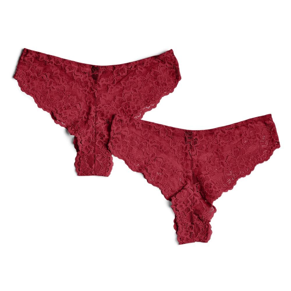 Lot de 2 culottes larges en dentelle Rouge Femme Pieces Lina 2