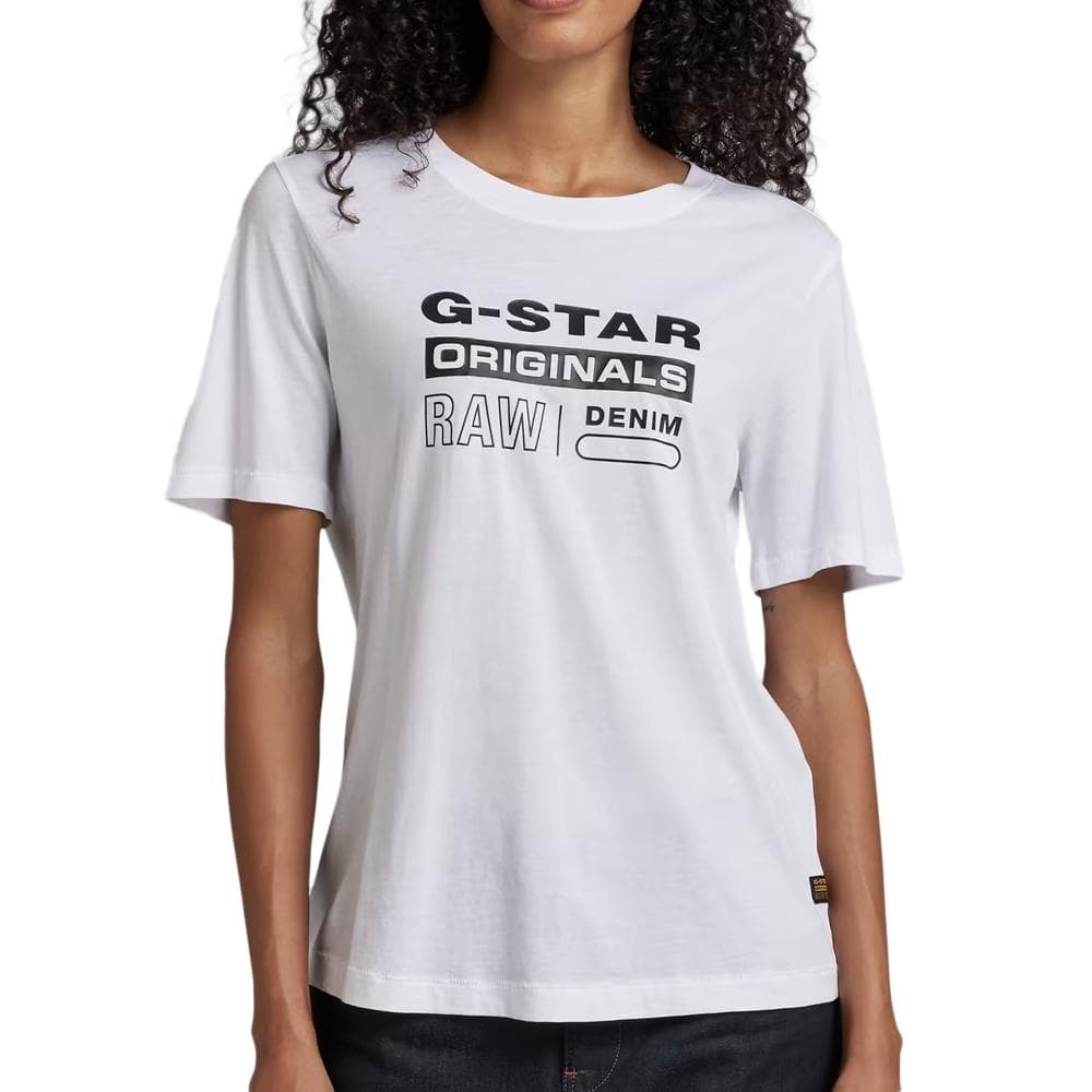 T-shirt Blanc Femme G-Star Raw Originals Label 1