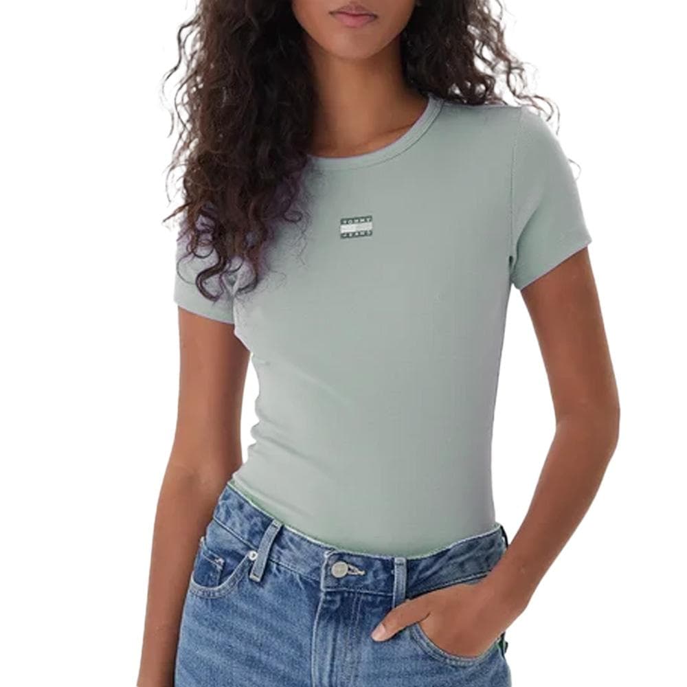 T-Shirt Vert Femme Tommy Hilfiger Badge 1