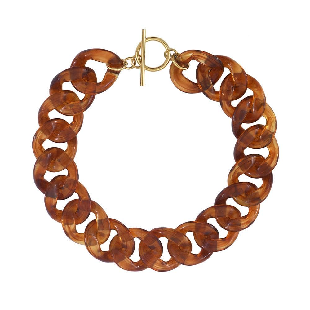 Collier chaîne en résine Marron Femme Clio Blue Lena 1