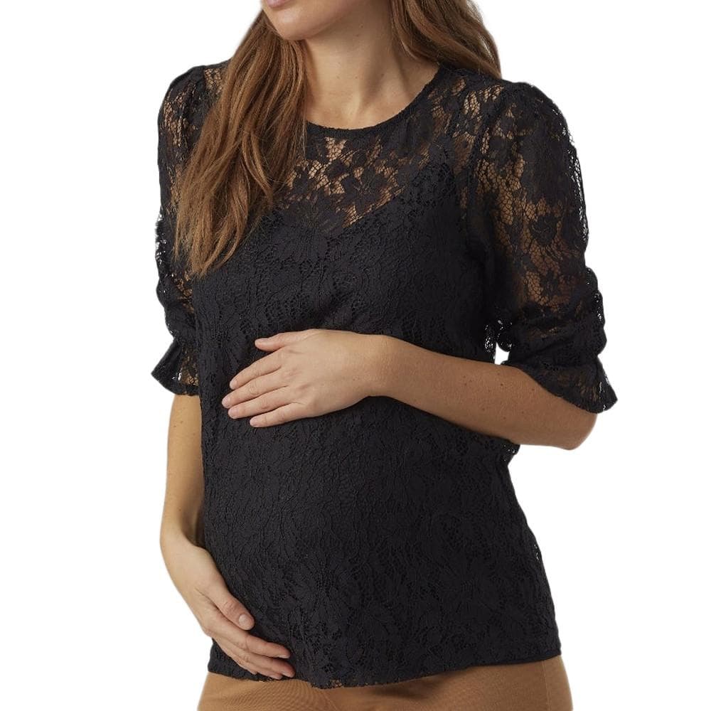 T-Shirt Noir Femme Vero Moda Maternity Lace Top 1