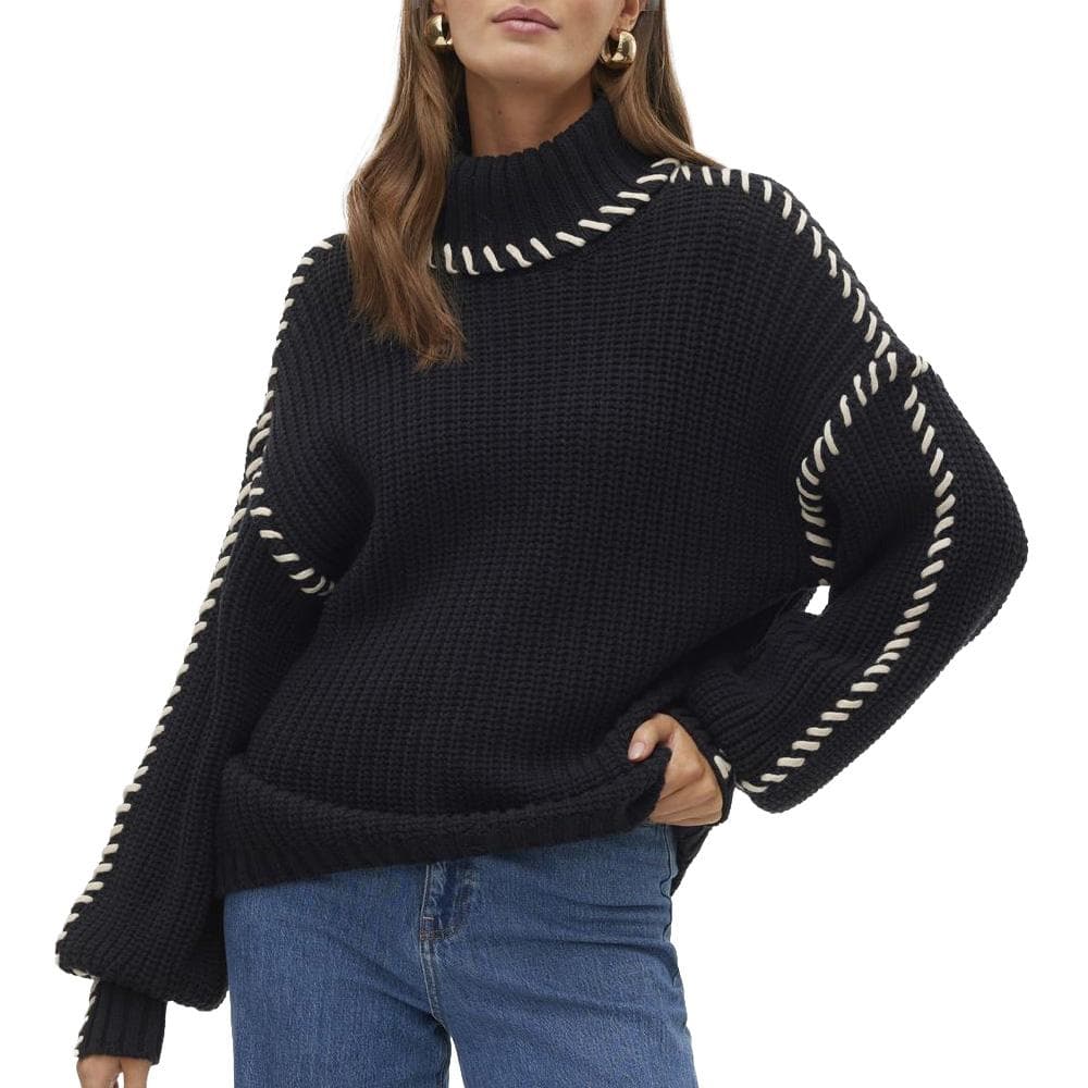 Pull en Maille Noir Femme Vero Moda Cream 1