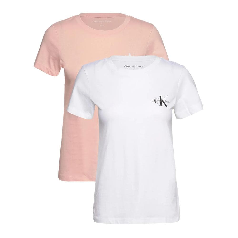 T-shirts Blanc/Rose Femme Calvin Klein Jeans Slim 1
