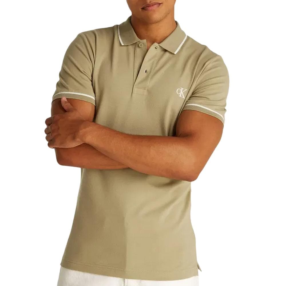 Polo Beige Homme Calvin Klein Jeans Tipping 1