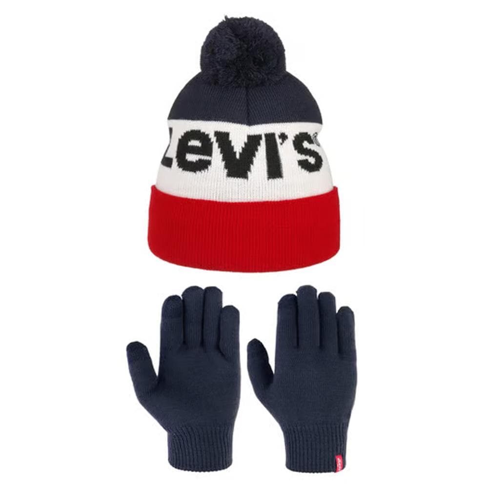 Gants + Bonnet Marine/Blanc/Rouge Homme Levi's Sportswear 1